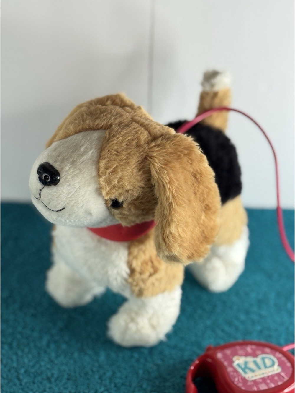 Kid Connection Plush Beagle Dog Pull Toy with Red Handle